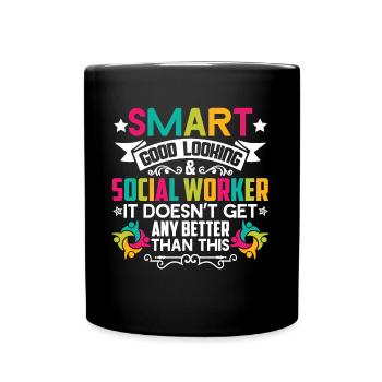 Social Worker Smart Social Worker - Full Colour Mug - black - Front