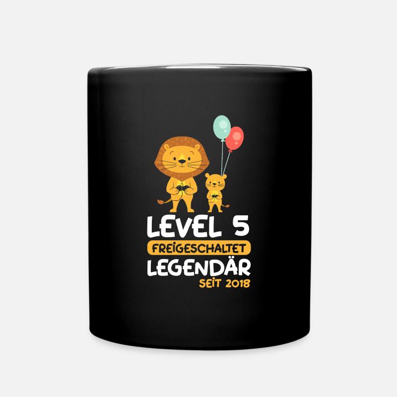 Level 5 Jahre Geburtstagsshirt Löwe Gamer - Tasse einfarbig - Schwarz