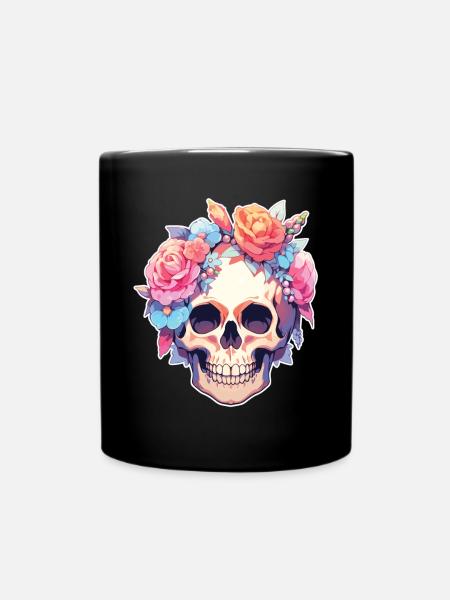 Crânes Crâne Fleurs Fleur Crâne Crâne - Mug uni - noir