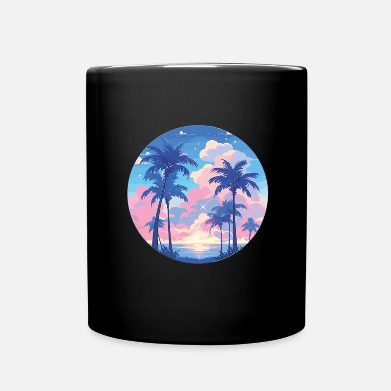 Palmiers Palmiers Coucher de soleil palmiers plage - Mug uni - noir