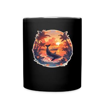 Sailing Sailing Ship Sailing Sunset - Full Colour Mug - black - Front