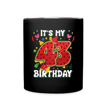 43rd Birthday Watermelon - Full Colour Mug - black - Front