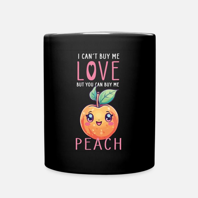 Pfirsich Kawaii - Tasse einfarbig - Schwarz