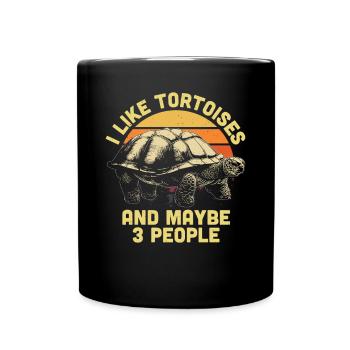 Retro I Like Tortoises And Maybe 3 People Turtle R - Tasse einfarbig - Schwarz - Vorne