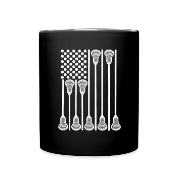 Patriotischer US Lacrosse Spieler - Tasse einfarbig - Schwarz - Vorne