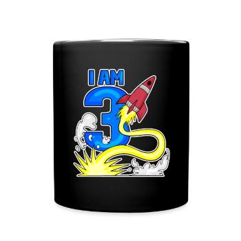 3 Birthday Boy Astronaut Rocket - Trois ans - Mug uni - noir - Devant