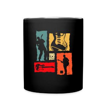 Gitarrenspieler Retro - Tasse einfarbig - Schwarz - Vorne