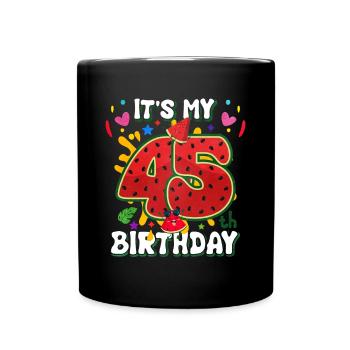 45th Birthday Watermelon - Full Colour Mug - black - Front