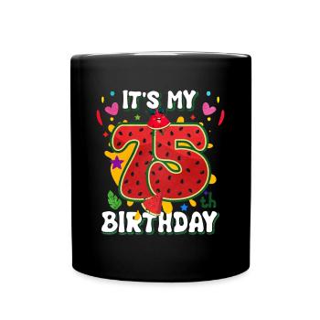 75th birthday watermelon - Full Colour Mug - black - Front