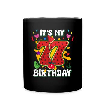 77th Birthday Watermelon - Full Colour Mug - black - Front