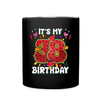 38th Birthday Watermelon - Full Colour Mug - black - Front
