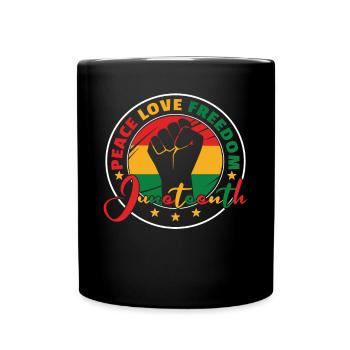 Juneteenth Peace Love Black Freedom 1865 - Full Colour Mug - black - Front