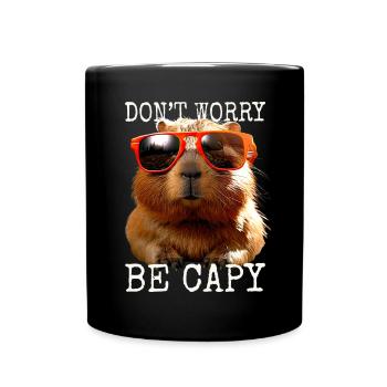 Capybara Dont Worry Be Capy Capybara Rodent - Full Colour Mug - black - Front