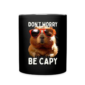 Capybara Dont Worry Be Capy Capybara Rodent - Full Colour Mug - black - Front