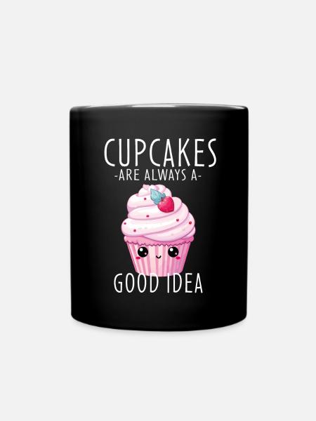 Cupcake Kawaii - Tasse einfarbig - Schwarz