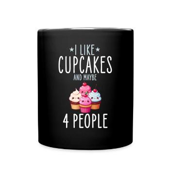 Cupcakes Kawaii - Tasse einfarbig - Schwarz - Vorne
