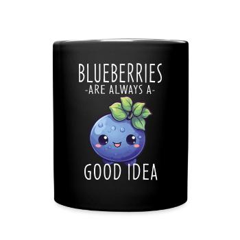 Blaubeere Kawaii - Tasse einfarbig - Schwarz - Vorne