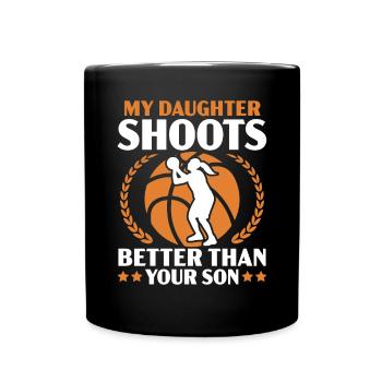Tochter Basketball Sport Basketball Papa Mama - Tasse einfarbig - Schwarz - Vorne