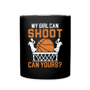 Tochter Basketball Sport Basketball Papa Mama - Tasse einfarbig - Schwarz - Vorne