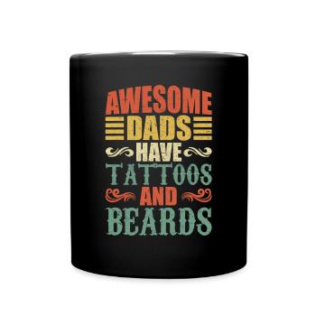 Les papas géniaux ont des tatouages et des barbes, pour les pères - Mug uni - noir - Devant