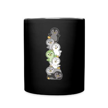 Agender Flag Pride LGBTQ Cute Penguin Stack - Full Colour Mug - black - Front