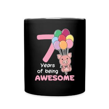 Cochon pour les enfants de 7 ans de sept ans - Mug uni - noir - Devant