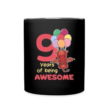 Drache zum 9. Geburtstag Kinder neun Jahre alt - Tasse einfarbig - Schwarz - Vorne