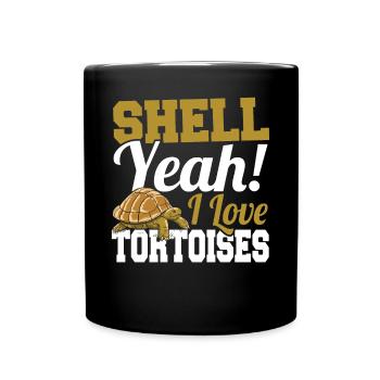 Turtle Reptile Cute Shell yes I Love Tortoises - Full Colour Mug - black - Front