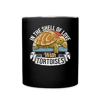 Shell Of Love With Tortoises Vintage Turtle Reptil - Full Colour Mug - black - Front