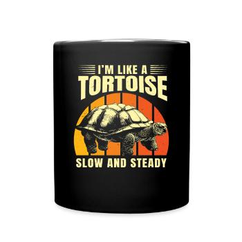 Retro I'm Like A Tortoise Slow And Steady Turtle V - Full Colour Mug - black - Front