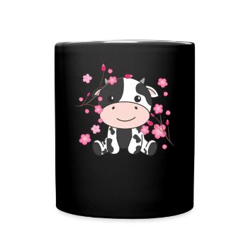 Kuh süße Tiere für Kinder Kawaii - Tasse einfarbig - Schwarz - Vorne