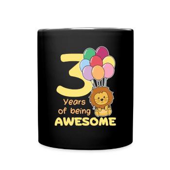 Löwe zum 3. Geburtstag Kinder drei Jahre alt - Tasse einfarbig - Schwarz - Vorne