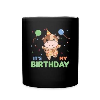 Vache pour anniversaire pour les enfants c’est mon anniversaire - Mug uni - noir - Devant