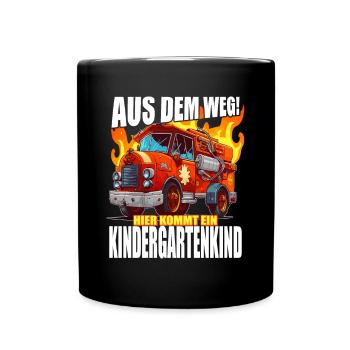 Feuerwehr Aus dem weg hier kommt ein - Tasse einfarbig - Schwarz - Vorne