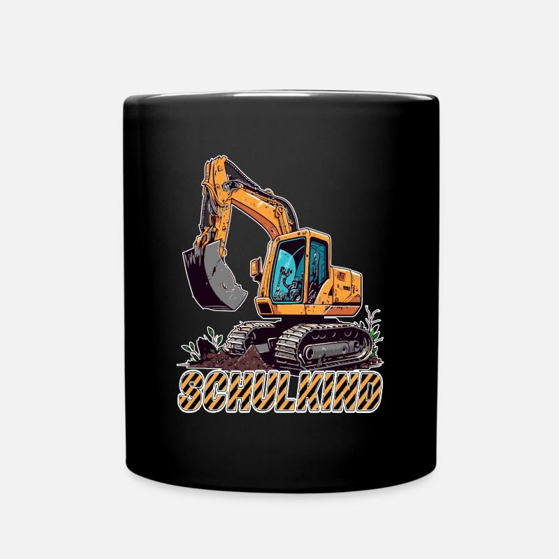 Schulkind - Baustelle und Bagger Einschulung - Tasse einfarbig - Schwarz
