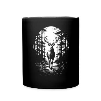Deer in the woods silhouette - Full Colour Mug - black - Front