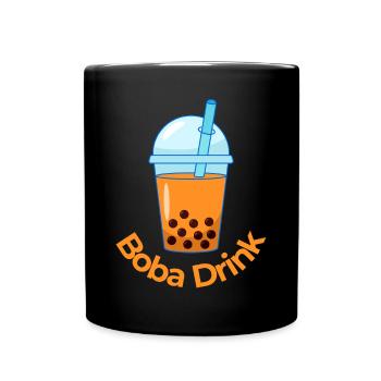 A Japanese Boba Tea Drink Orange Bubble Tea - Full Colour Mug - black - Front