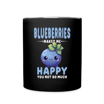 Blaubeere Kawaii - Tasse einfarbig - Schwarz - Vorne