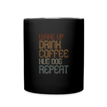 Kaffee Hunde - Tasse einfarbig - Schwarz - Vorne