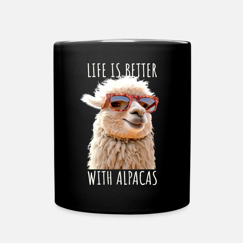 Alpaka Life Is Better With Alpacas Lama Alpakas - Ensfarvet krus - sort