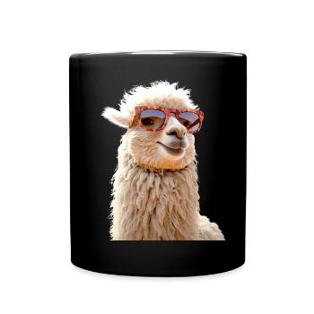 Alpaca Sunglasses Lama Dad Mom Love Alpacas - Full Colour Mug - black - Front