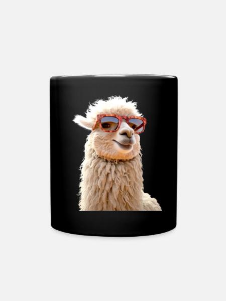 Alpaka Sonnenbrille Lama Papa Mama Liebe Alpakas - Tasse einfarbig - Schwarz