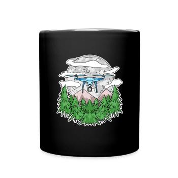 Drohne - Tasse einfarbig - Schwarz - Vorne