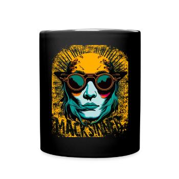 Sunglasses girl in sunburst - Full Colour Mug - black - Front