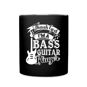 Bass Guitar Thank God I Am A Bass Guitar Player - Full Colour Mug - black - Front