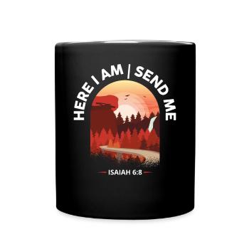 Here I Am Send Me Bible Verse - Full Colour Mug - black - Front