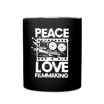 Peace Love Filmmaking für einen Filmemacher - Tasse einfarbig - Schwarz - Vorne