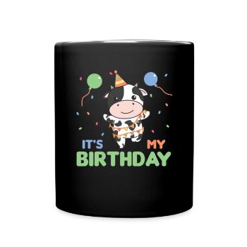 Vache pour anniversaire pour les enfants c’est mon anniversaire - Mug uni - noir - Devant