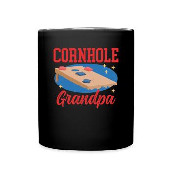 Cornhole Player Grandpa Blind Hole Bean Bag Cadeau - Mug uni - noir - Devant