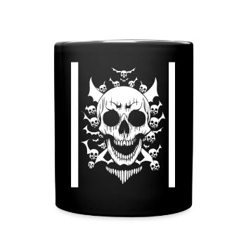 Horror Schädel Schädel Kunst Schädel Gothic Heavy Metal - Tasse einfarbig - Schwarz - Vorne